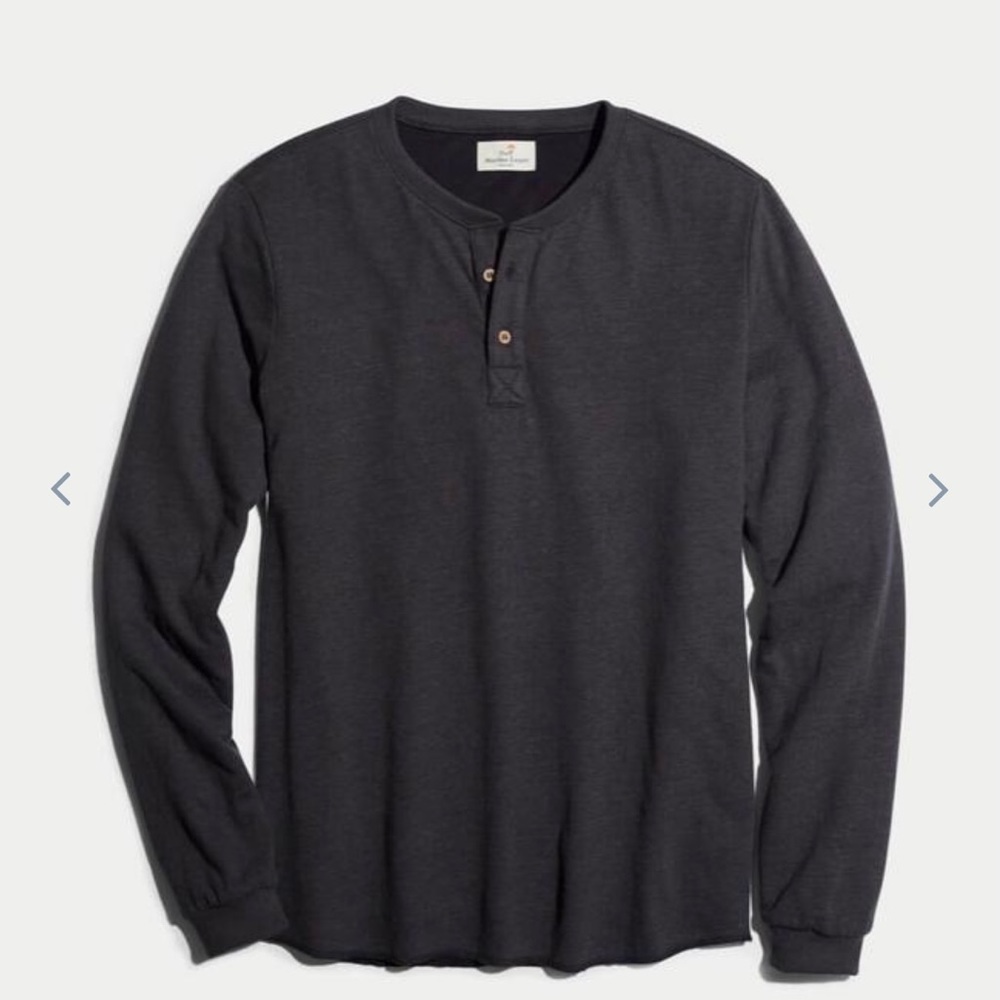 Marine Layer Double Knit Henley-Faded Black
